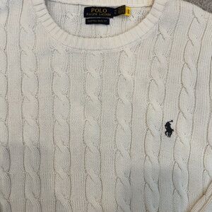 Polo by Ralph Lauren Men's White Cable Knit Sweater